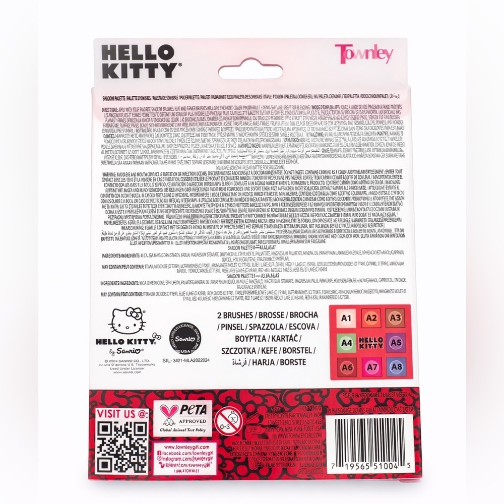HELLO KITTY Eyeshadow 8 Color Shades Palette Set | Mirror & Brushes NWT - Picture 3 of 4